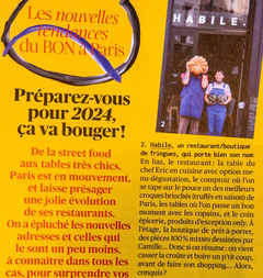 HABILE est fier de faire partie de la sélection du BON magazine comme adresse surprenante à visiter en 2024 à Paris