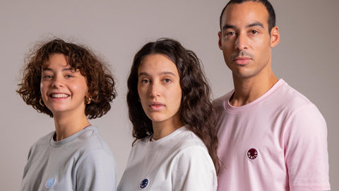 les trois couleurs de notre tee-shirt HABILE sans poche, LE BASIQUE avec nos super danceurs