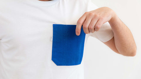 un poche over size en sergé de coton upcyclé de nos coupe de vestes de travail HABILE